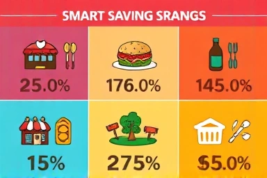 Infographic of restaurant discount percentages and icons