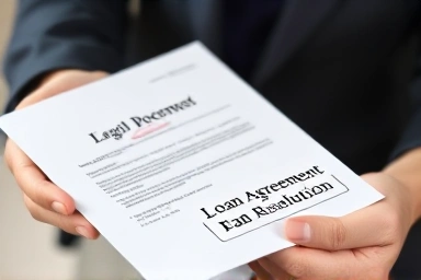 Legal document and loan agreement, financial resolution.