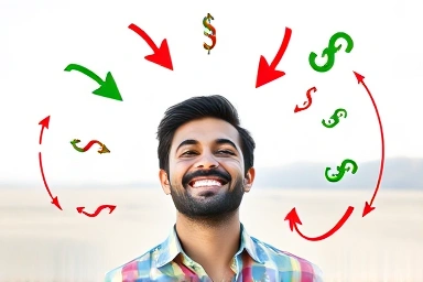 Relieved person escaping high interest rates with government loan support.