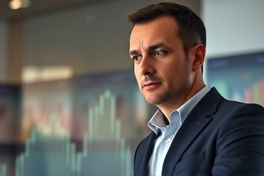 Confident investor analyzing financial growth chart, symbolizing high-yield bond potential.