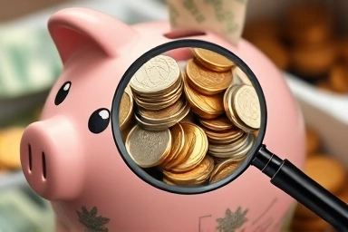 Piggy bank overflowing with money, symbolizing savings and returns.