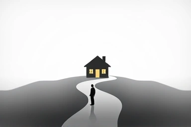 Diverging paths symbolizing financial regulations and home buying opportunities.