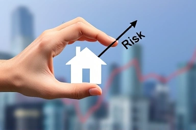 Hand protecting house from financial risk or loss symbol.