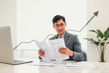 Person reviewing financial documents, symbolizing interest rate reduction.