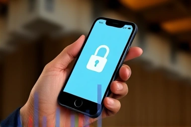 Smartphone banking app with key icon, representing financial benefit.