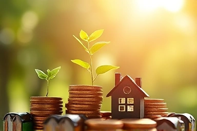 Symbol of financial growth and homeownership for newlyweds