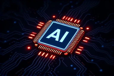 Futuristic AI chip, innovation, digital growth, abstract technology