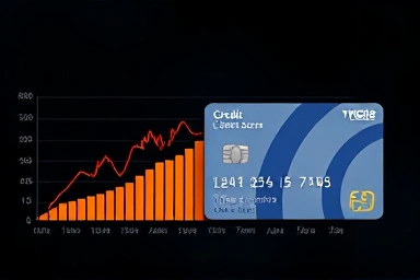 Credit score graph and transit card, financial consequence.