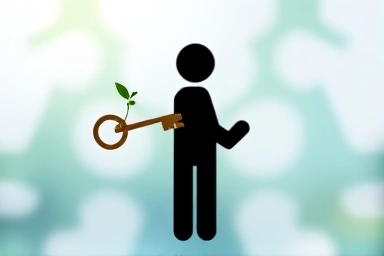 Symbolic key with growing plant, representing future value and opportunity.