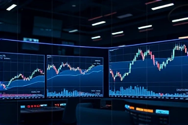 Sophisticated stock trading interface symbolizing profit and stability.