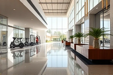 Luxury apartment complex with premium community facilities like gym and co-working space.