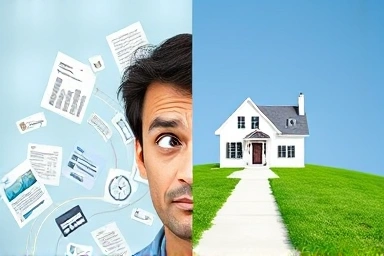 Confused person in maze vs. confident person on clear path to home.