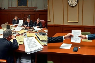 Commercial lease dispute resolution comparison: chaos vs. calm agreement.