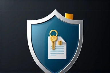Secure home with shield, key, and document.