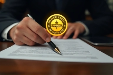 Business owner preparing loan documents for approval