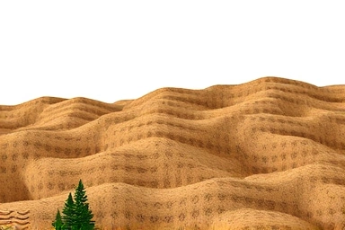 Symbolic representation of land leveling and building.