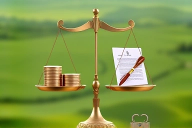 Balanced scale symbolizing land transaction legal fees and security