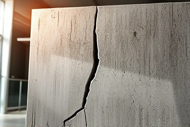 Cracked concrete wall in a new apartment