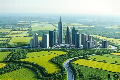 Planned urban development in a rural setting.