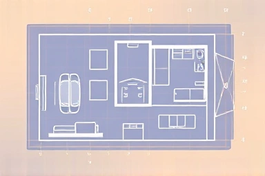 Blueprint of apartment interior with renovation highlights