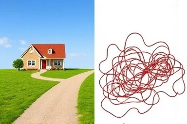 Symbolic representation of clear vs. difficult paths to homeownership.