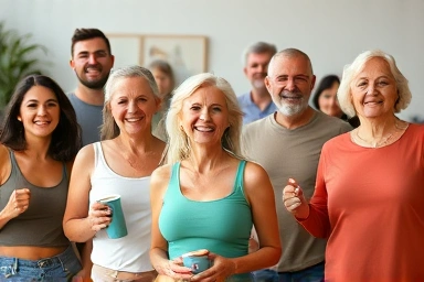 Diverse ages, healthy living, balanced nutrition, energetic lifestyle