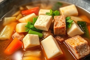 Hearty Korean stew with focus on healthy ingredients