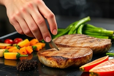 Hands preparing diverse lean protein dishes