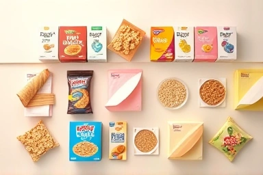 Variety of cereal packages arranged on a clean background