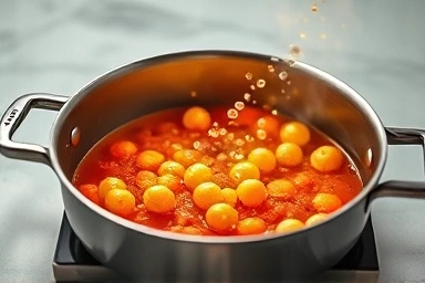 Nutrient preservation, healthy food science, glowing particles