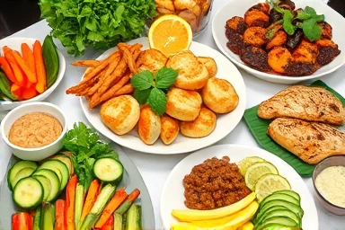 Healthy and balanced restaurant meals for dieting.