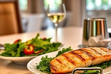 Healthy restaurant meal for weight loss.