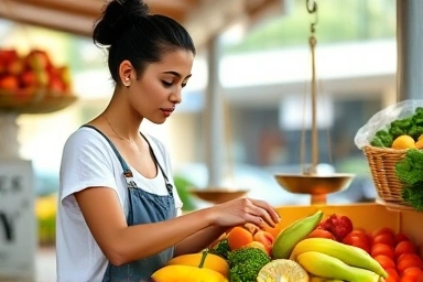 Woman choosing healthy fruits for a diet