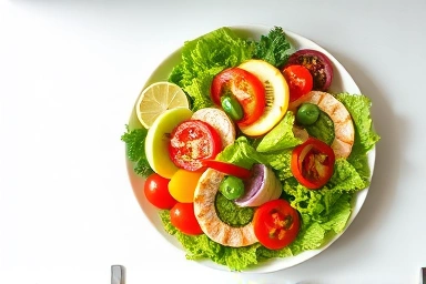 Fresh and healthy diet salad with colorful ingredients
