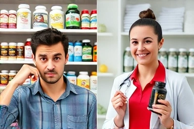 Contrast between confusion from generic supplements and clarity from expert-guided choice.