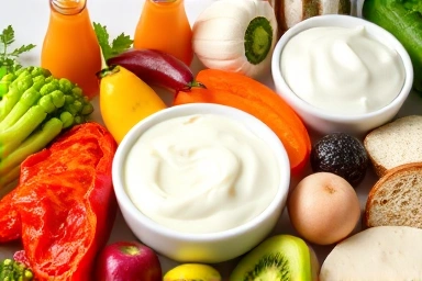 Vibrant display of fermented foods and fresh produce