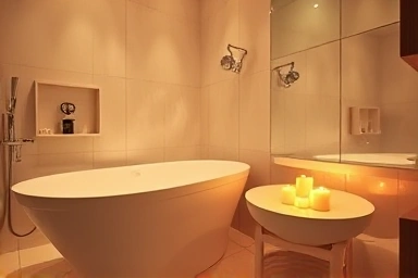 Relaxing half-bath and foot bath setup for wellness.