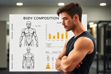 Abstract visualization of body composition analysis for personalized workout planning.