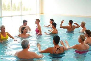 People doing water aerobics for joint-friendly weight loss.