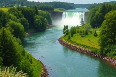 Metaphor for stable energy: slow river vs. rapid waterfall.