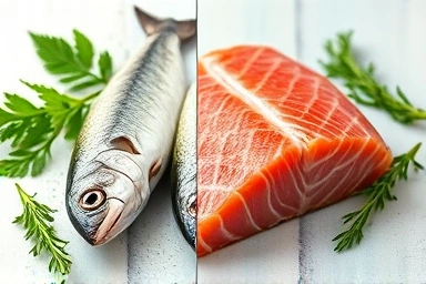 Mackerel vs salmon for healthy diet and omega-3.