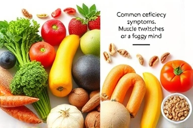 Nutrient-rich foods contrasted with subtle signs of mineral deficiency.
