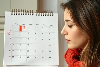 Woman planning diet around menstrual cycle phases.