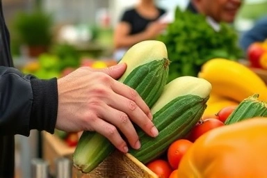 Mindful shopping for fresh produce at a market.