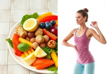 Balanced healthy food and active lifestyle for sustainable health.