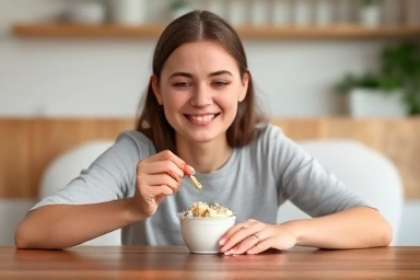 Mindful eating of a treat for diet success.