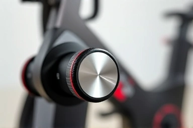 Adjusting resistance knob on a spinning bike for higher calorie burn.