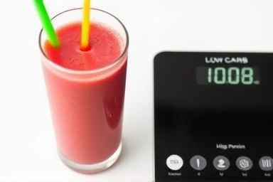 Healthy diet shake with low carb and high protein indication.