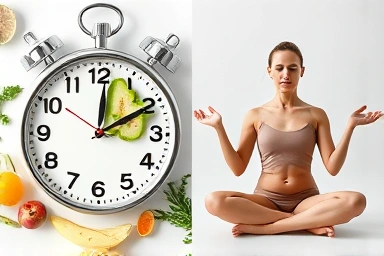 Split image comparing time-restricted eating and intermittent fasting