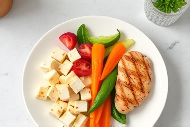 Balanced tofu diet meal with fresh ingredients